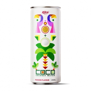 coconut water with passion fruit flavour 250ml canned